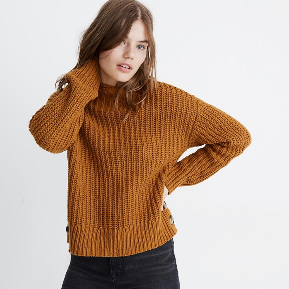Madewell mockneck side-button pullover sweater